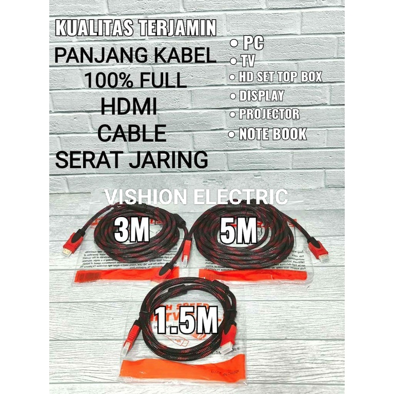 INTERLUC KABEL HDMI 3M 3 METER FULL KUALITAS BAGUS TERJAMIN