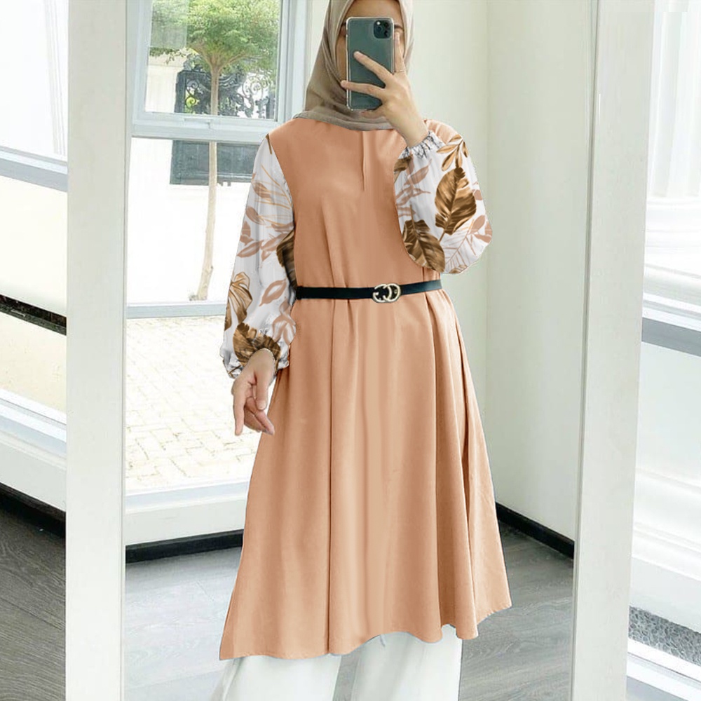 Tunik Jumbo - Gamis Wanita Kekinian - Baju Atasan Wanita - Bungaz Motif Gabungan - Lexoir-Bungaz Tunik Coksu