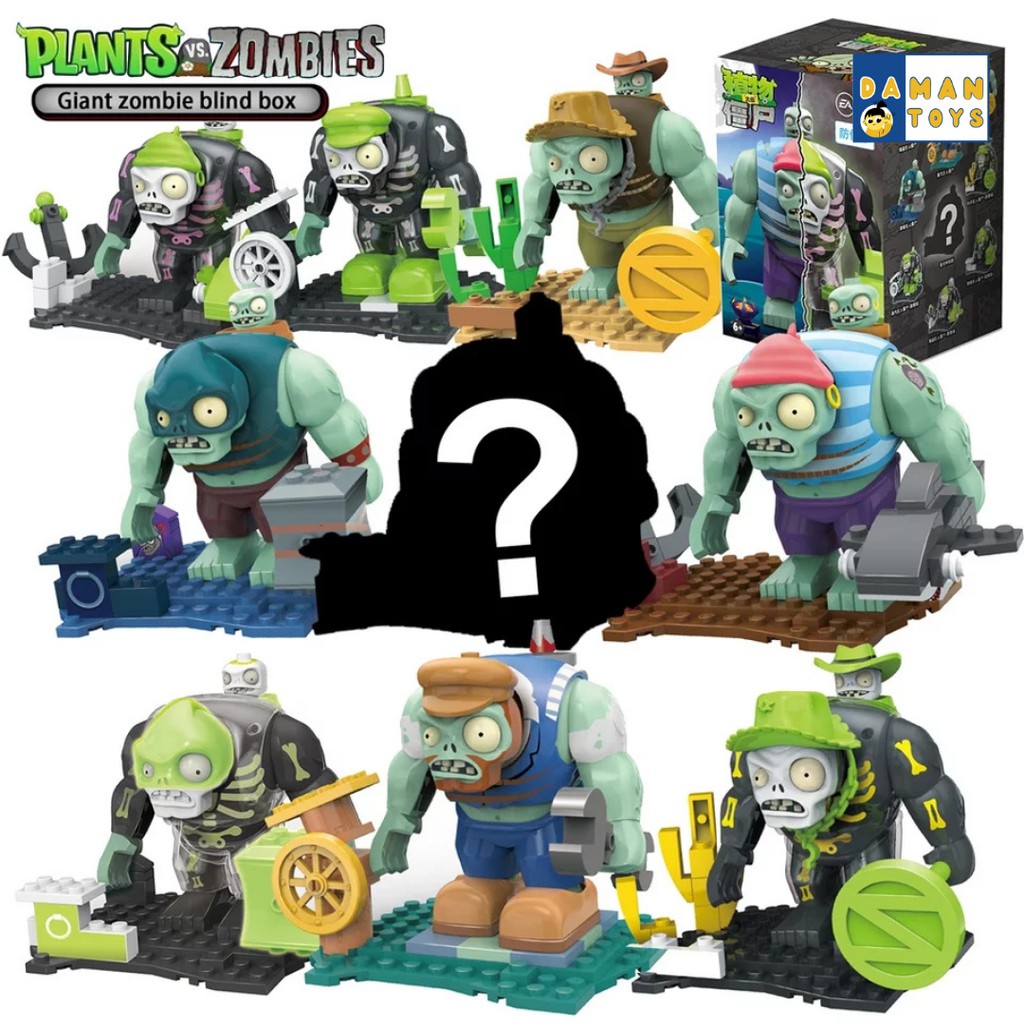 Mainan Plants Vs Zombies2- Gargantuar Blind Box Of Building Block Steam Age Pirate Harbor Wild West Dark World Figure Jumbo Gargantuar plan zombie