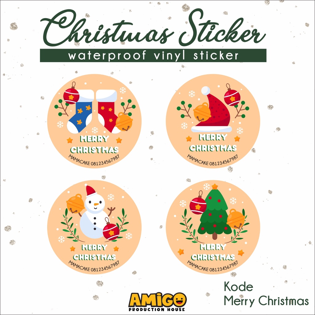 

sticker natal christmas toples kado parcel hampers stiker bulat merry christmas cookies bahan vinyl anti air custom tulisan bakery olshop