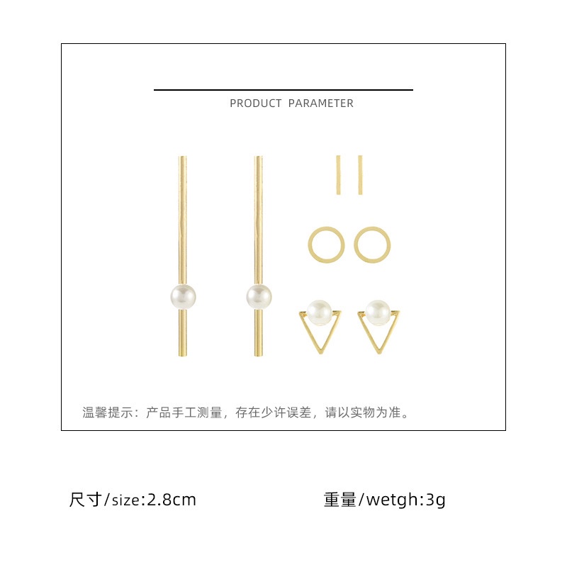 Korea sederhana lingkaran geometris mutiara anting-anting tindik telinga set kombinasi zirkon anting