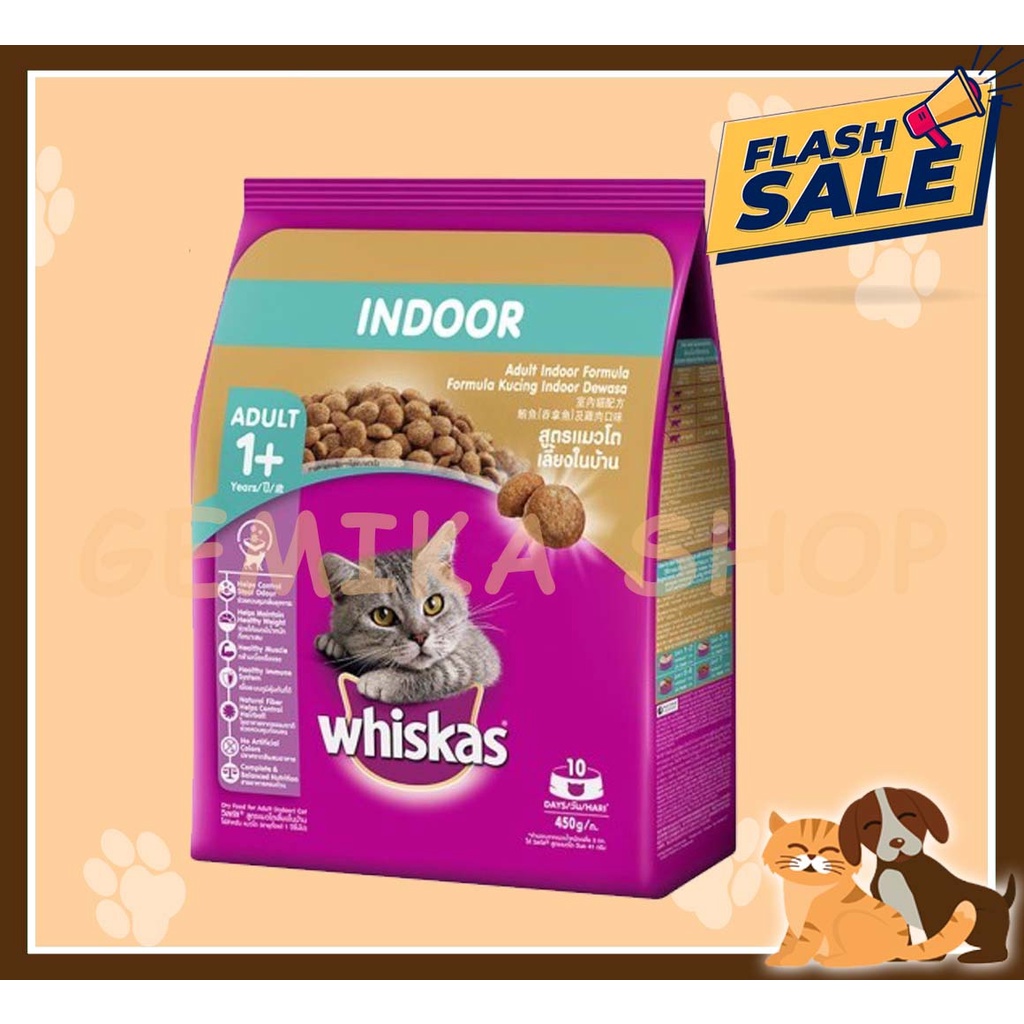 WHISKAS KAS INDOOR 450 GR [ MAKANAN KUCING KERING ]