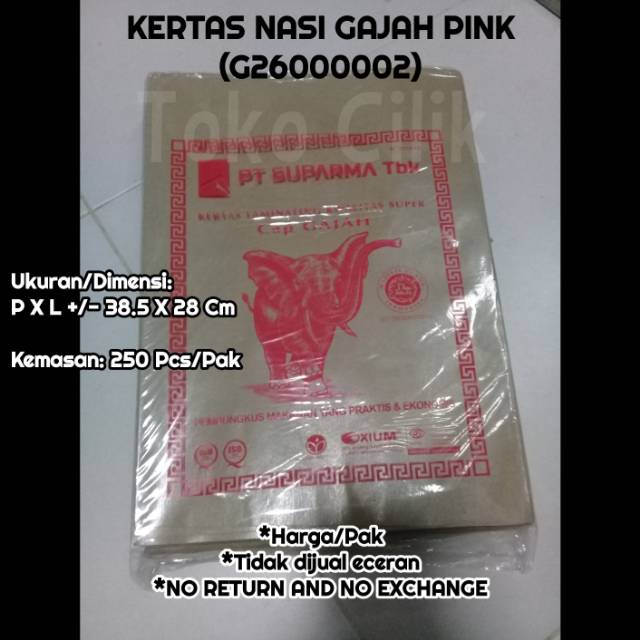 

Kertas nasi gajah pink bungkus rice wrap kertas minyak makanan warteg