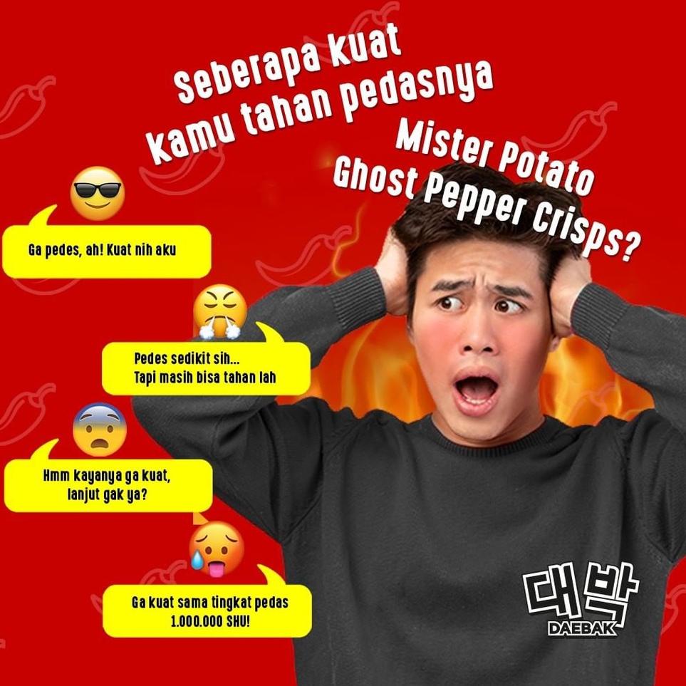

8PZ PAQUI Mister Potato Ghost Pepper X Daeblak Mamee Keripik Kentang Pedas Hot Spicy Exp 2024 ➼ (Ready)