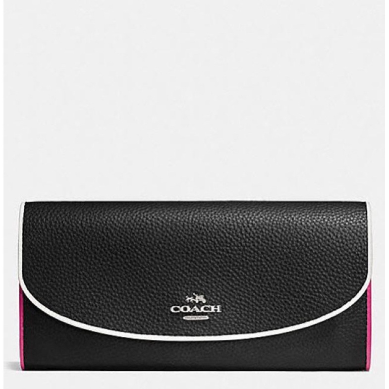 Coach Gold/Nude Multi Pink Slim Envelope In Polished Pebble Leather (C12586)