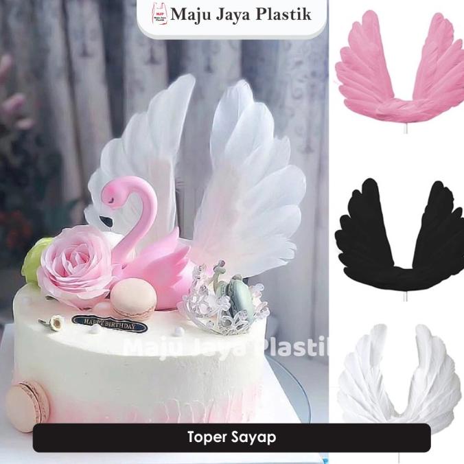_^_^_^] Topper kue cake topper hiasan kue bulu sayap flamingo tema summer
