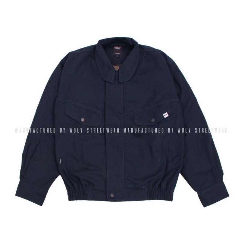 WOLV ORIGINAL Jaket Pilot Jaket Flight Jaket Vintage Jaket Bomber Biru Navy