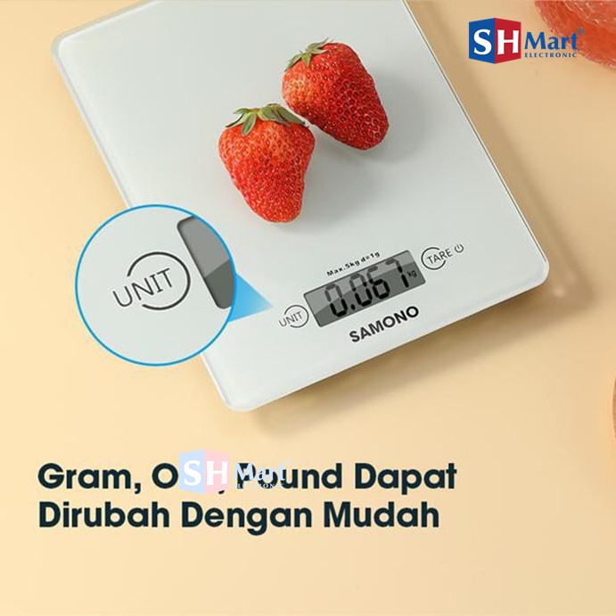 TIMBANGAN ELEKTRIK DAPUR KACA DIGITAL 5 KG SWKS02 SWKS03 LCD DISPLAY TINGKAT SW-KS02 SW-KS03 SAMONO