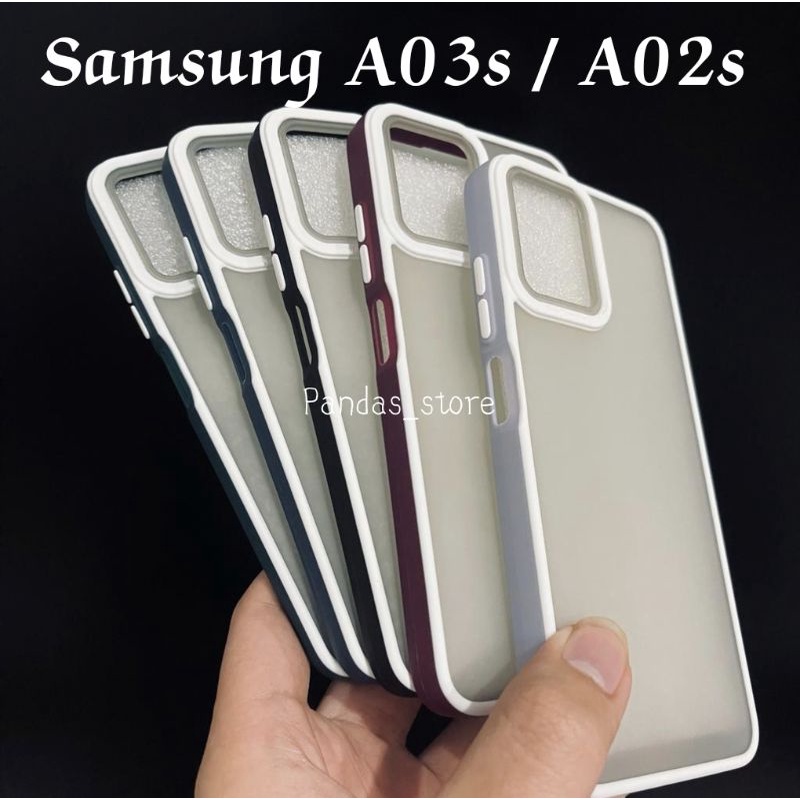 Pro Hybird Samsung A03s , A02s Softcase Halus dan Elegan / Pinggiran Garis Putih Keren (Pandas)