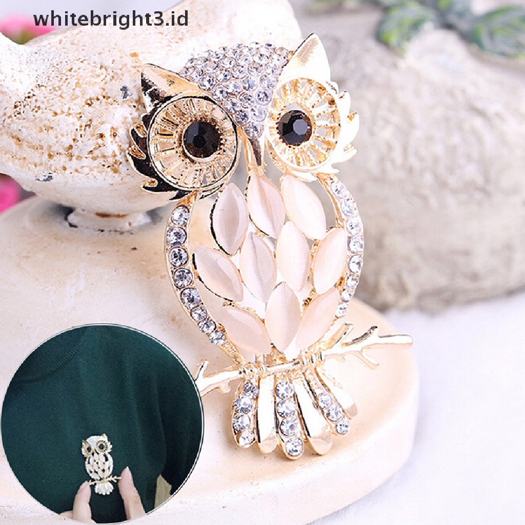 (whitebright3.id) Pin Bros Burung Hantu Besar Gaya Vintage Untuk Hijab / Syal Wanita