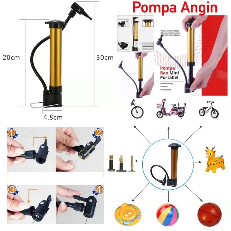 (SUN) POMPA ANGIN BAN MINI PORTABLE PUMP / POMPA SEPEDA BOLA BALON SERBAGUNA