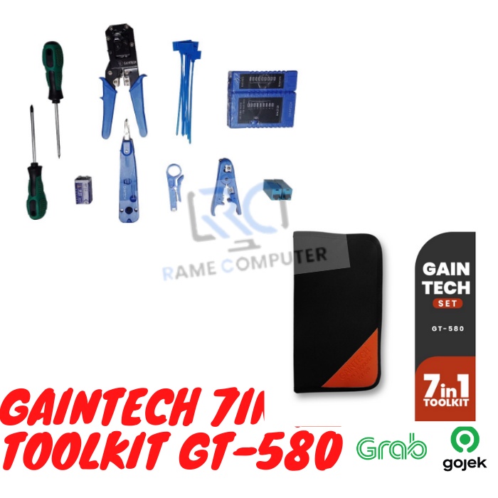 Toolkit Network Gaintech 7in1 Gt-580 - Networking Tool Kit Gain Tech Gt580 Tester Lan set