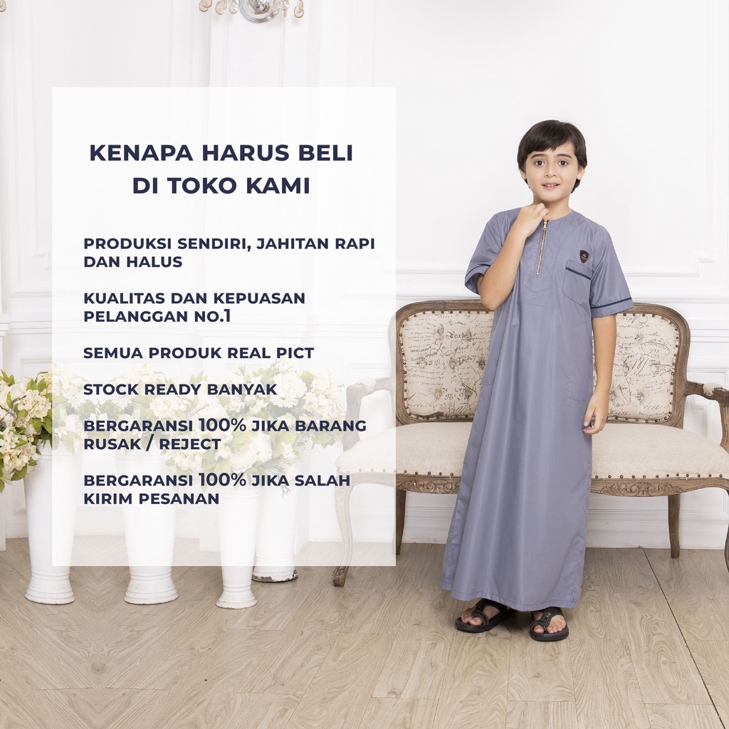 Jubah Anak Laki Laki Casual Premium 9 - 16 Tahun Zaid Series Original Assuffah