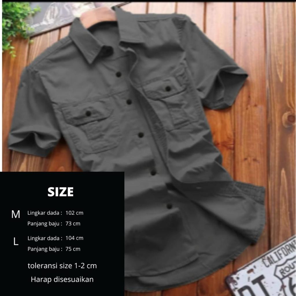 Kemeja Dhioo Atasan Pria Kemeja Lengan Pendek Bahan Toyobo Size M &amp; L