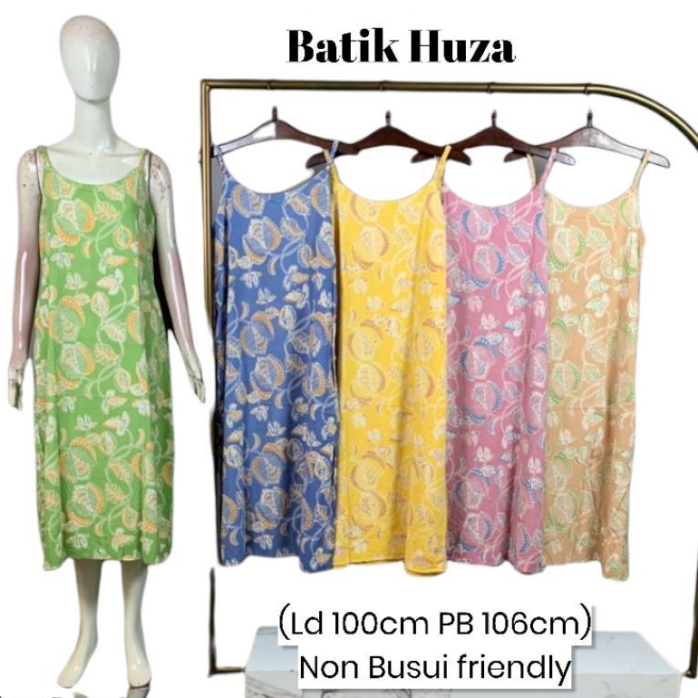 Daster Gantung Kepang Batik Huza / Daster Singlet tanpa lengan baju tidur pendek mini batik cap Peka