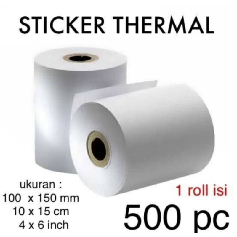 

LABEL STICKER THERMAL 100X150 MM ISI 500 PCS/ label kertas barcode print/ Label Thermal 100x150 uk a6 isi 500 pcs