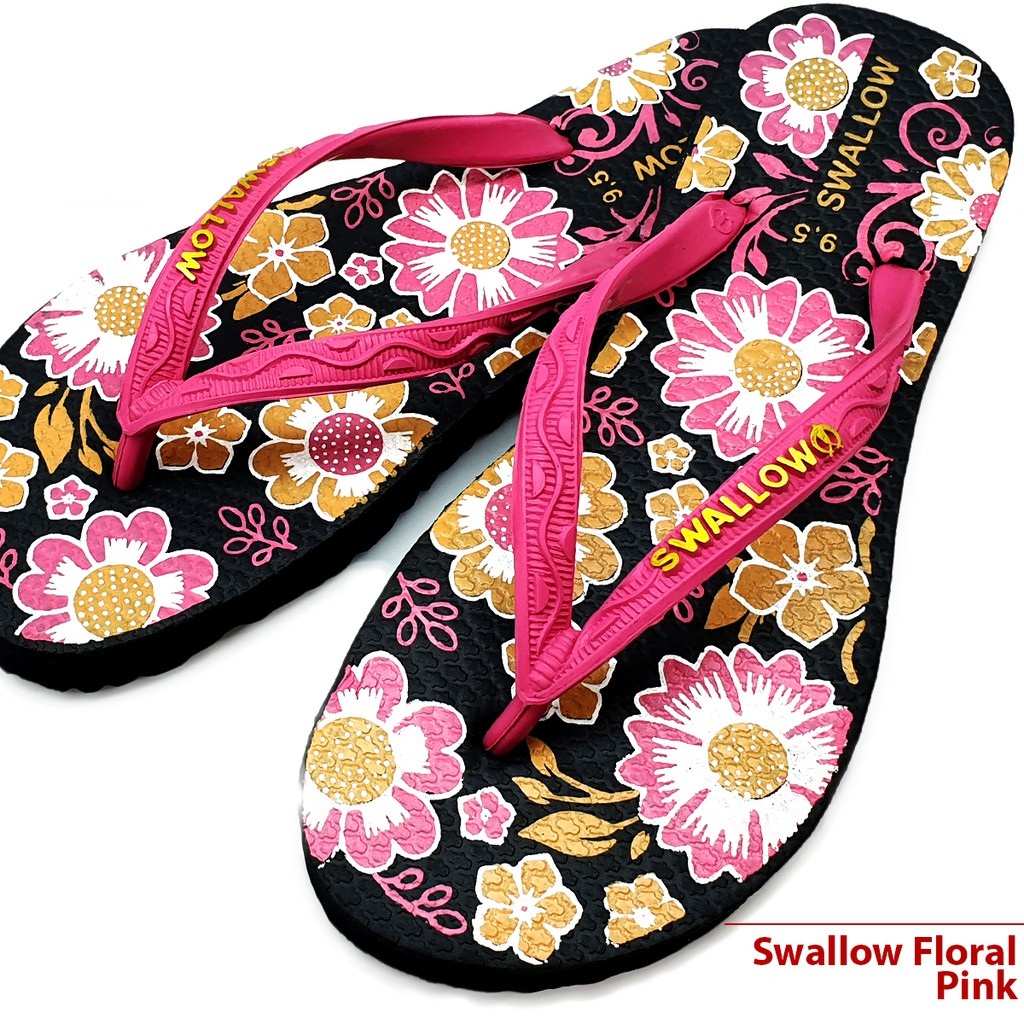 Sandal Jepit Wanita Swallow Floral Motif Bunga Original