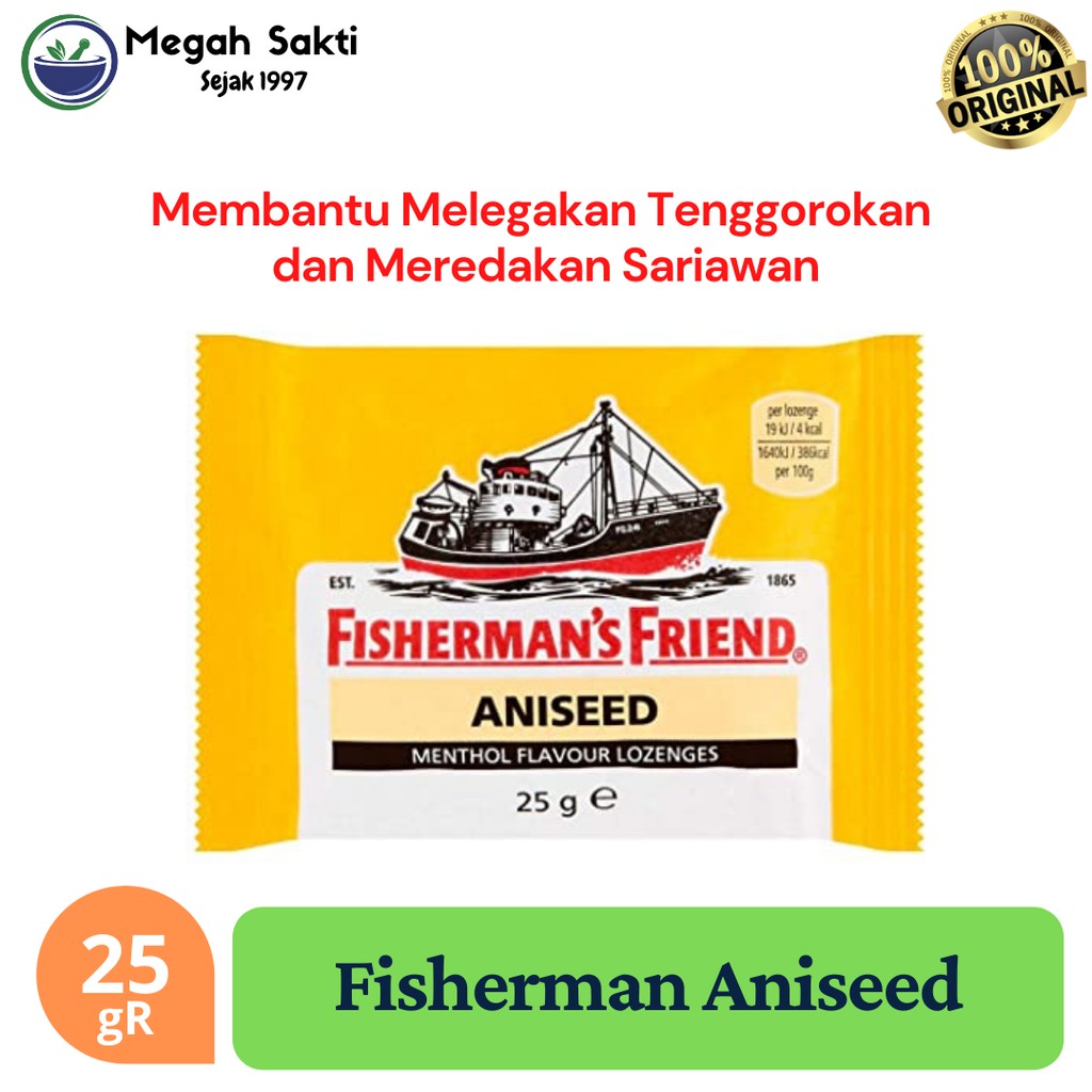 Permen Fisherman's Friend Aniseed  25 gR ( Kuning ) | Permen Pelega Tenggorokan