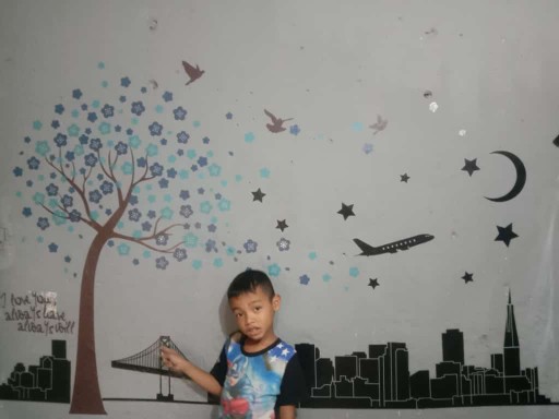 Reliza Wall Sticker Pohon Sakura Biru Tree Blue Flower Ay9026b Stiker Dinding