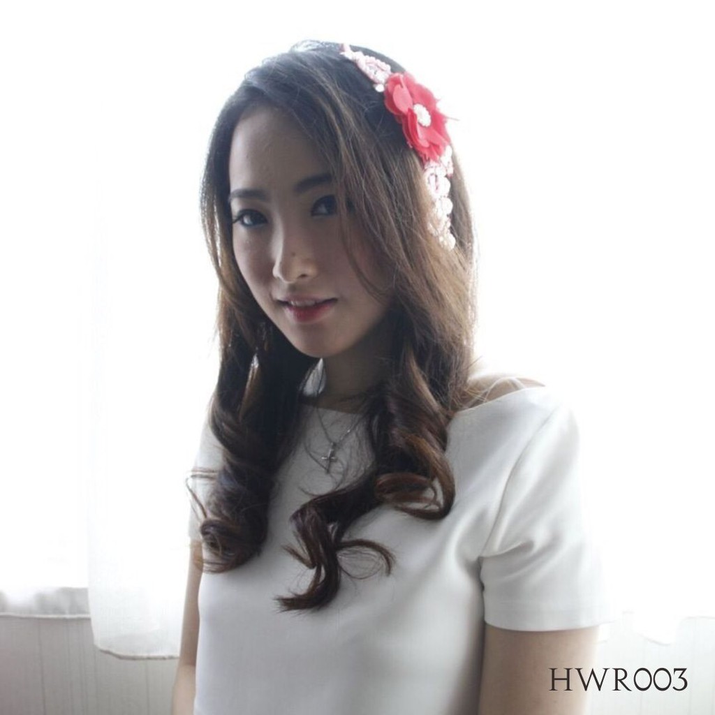 [READY STOCK] AKSESORIS RAMBUT HEADPIECE PENGANTIN TIARA WANITA MERAH HWR003