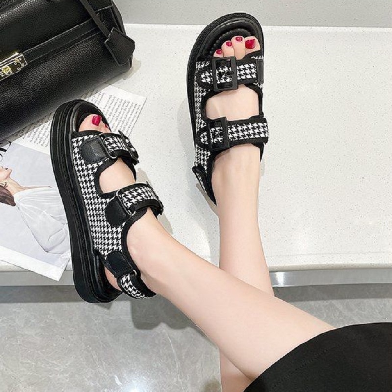 RYX - Harley Checker Sandal Flat Gesper Wanita Fashion Casual - Ori Import