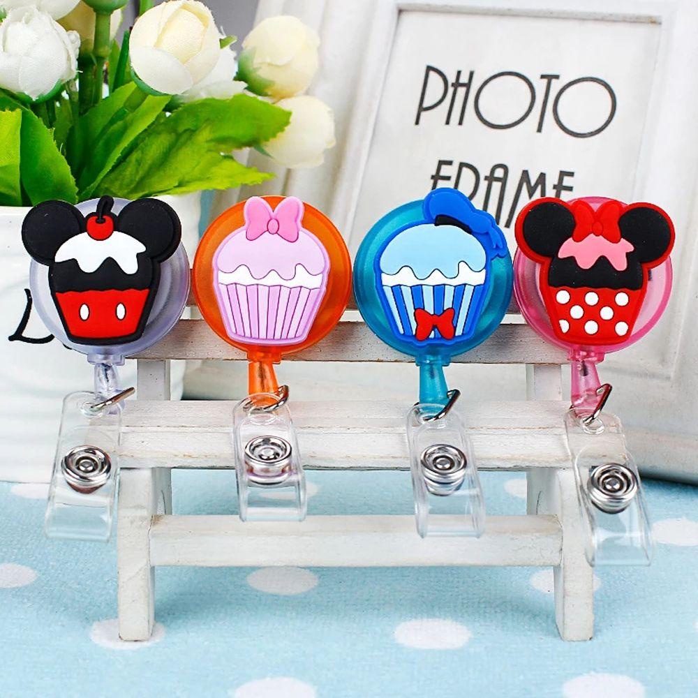 Lanfy Retractable Badge Reel Siswa Perlengkapan Kantor Name Tag Perawat Dokter Card Holder Mickey Minnie Name Card Holder