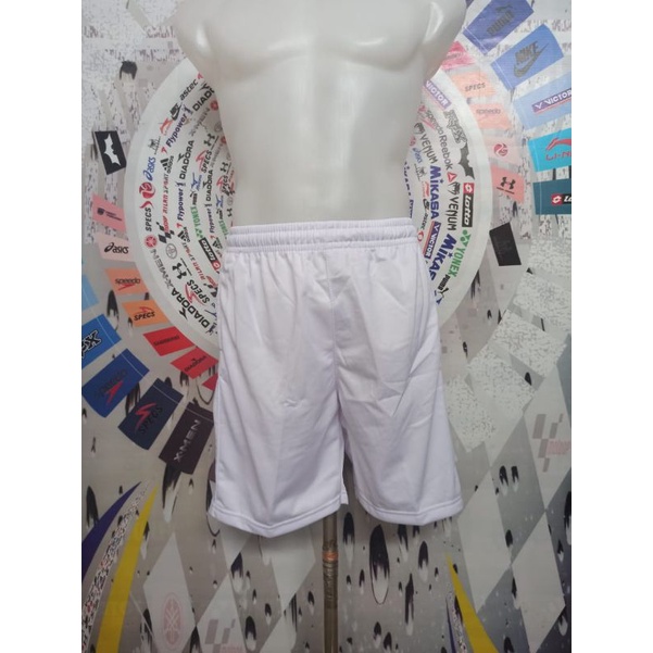 Celana pendek putih badminton tenis voli pingpong training pendek putih bulutangkis murah celana pendek pria bagus ada saku kanan kiri resleting bawahan olahraga pria short white kolor putih tes tni polisi celana polos putih kantong resleting celana pria-5