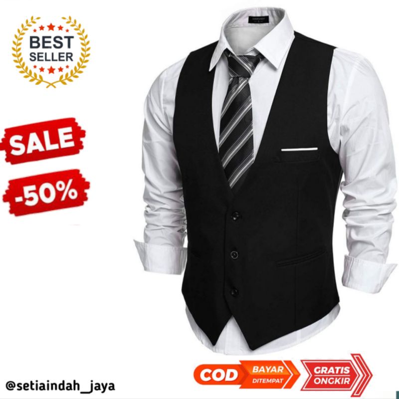 ROMPI JAS FORMAL PRIA,ROMPI JAS KANCING 3 LIST PUTIH,VEST PRIA