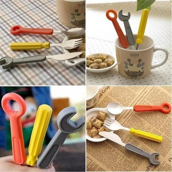 Sendok Garpu Pisau Set TOOLS / Kreatif Sendok Makan Unik 1set = 3pc