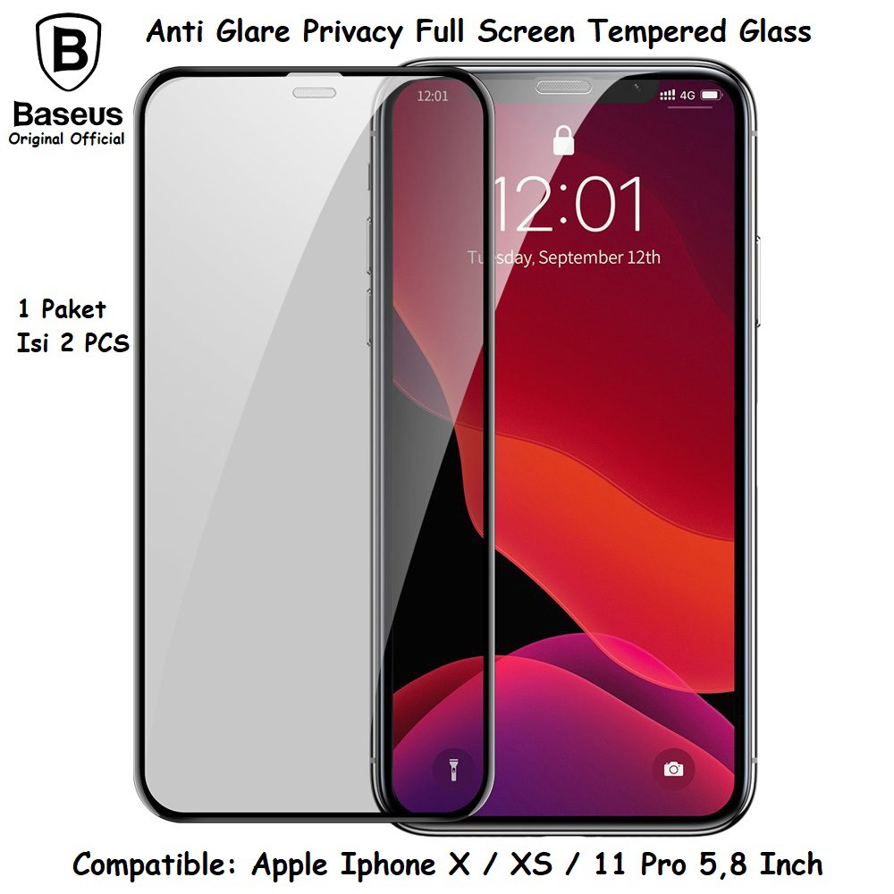 BASEUS ORIGINAL Tempered Glass Full Screen Iphone X XS 11
