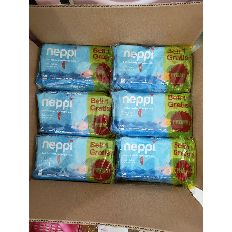 Neppi Baby Wipes 50s Beli 1 Gratis 1 - Neppi Tissu Basah Bayi - Tisu Basah Bayi