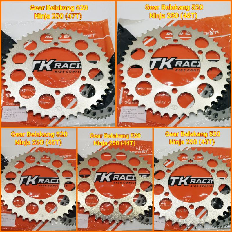 TK Racing Gear Belakang 520 Ninja 250 Karbu Fi Z250 R25 MT25 43T 44T 45T 46T 47T