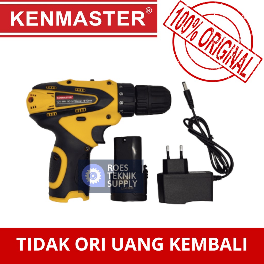Mesin Bor Baterai Cordless Kenmaster KM0612 Li-ion ORIGINAL Listrik