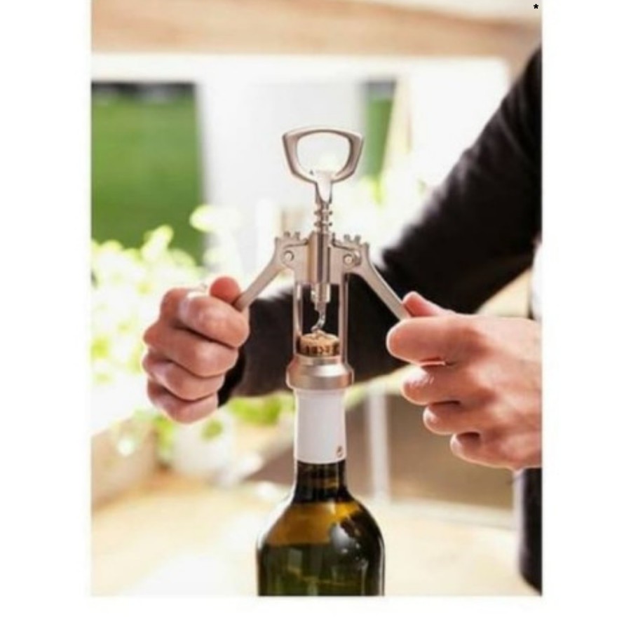 PEMBUKA TUTUP BOTOL WINE OPENER CORKSCREW STAINLESS