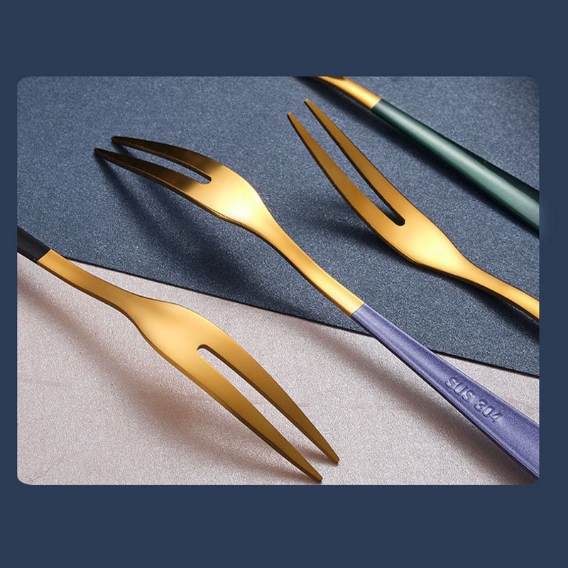 [Multicolor Cute Mini Fruit Fork ][Stainless Steel Cake Dessert Moon Cake Fork][Fruits Salad Appetizer Small Fork ]