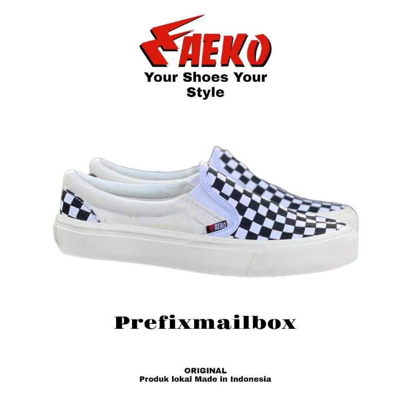 SEPATU AEKO PREFIXMAILBOX SLIP ON WHITE CATUR ORIGINAL PRODUK LOKAL