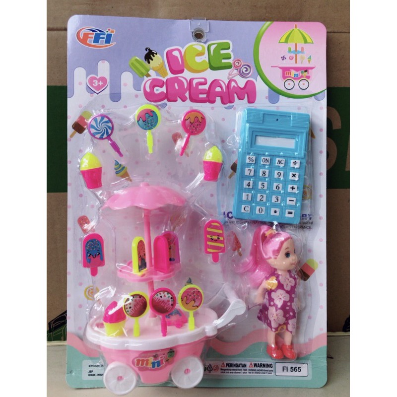 Mainan Gerobak es krim mini plus boneka dan kalkulator FI565