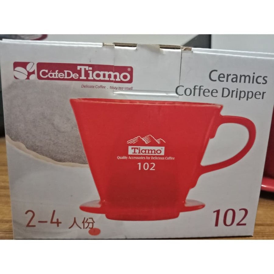 Ceramic Coffee Dripper 102 Flat Bottom / V60 Brown and Red Ceramic Coffee Dripper 102 Saringan Kopi