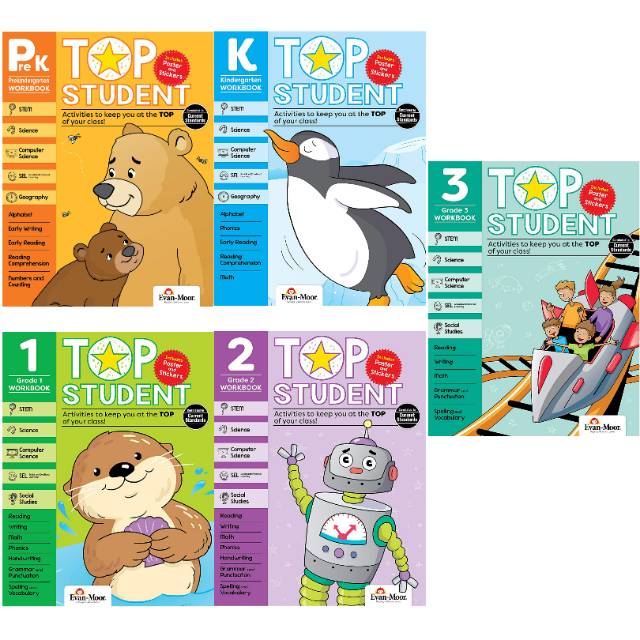 Jual Evan Moor Top Student Workbook Preschool Kindergarten Primary 1-3 Indonesia|Shopee Indonesia