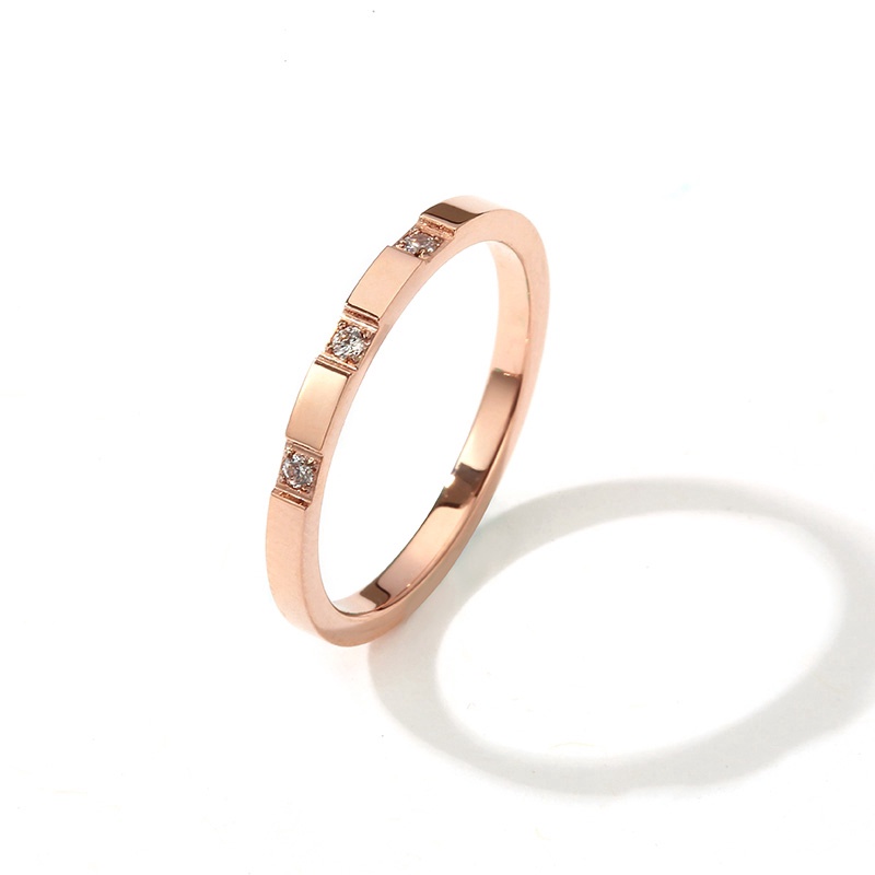 Cincin Bahan Titanium Steel Warna Silver Dan Rose gold Gaya Korea Untuk Wanita