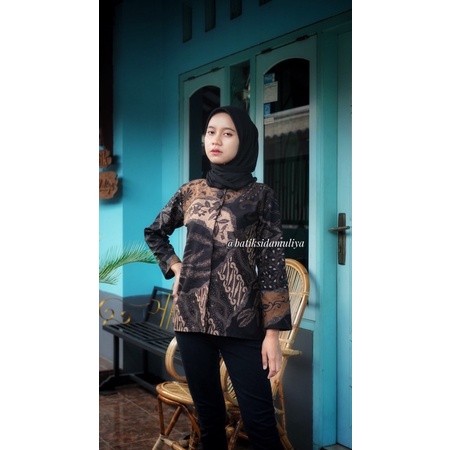 Blouse Batik Premium By Sidamuliya Collection Blus Atasan Blazer Kantor Resleting Depan Eksklusif-Ariana