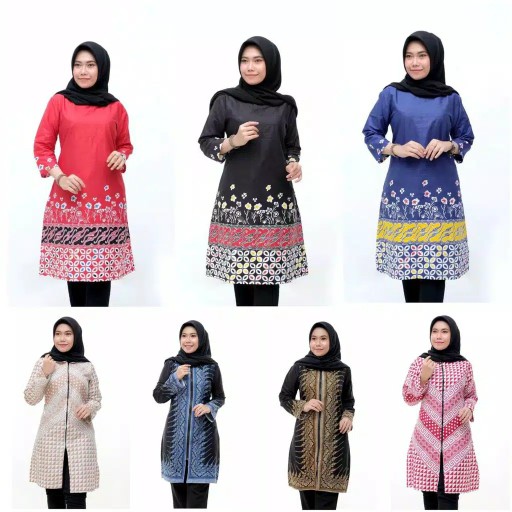 Terlaris Serut Genes Jelita Tunic Navbor Yelbor Whitbor Creambor Tunik Batik Modern Hrb030 Dolbi Dob