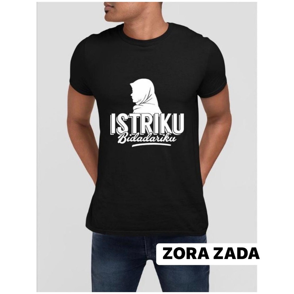 BAJU KAOS ATASAN DISTRO MOTIF ISTRIKU BIDADARIKU TSHIRT DISTRO KATUN COMBAD PREMIUM 4 WARNA