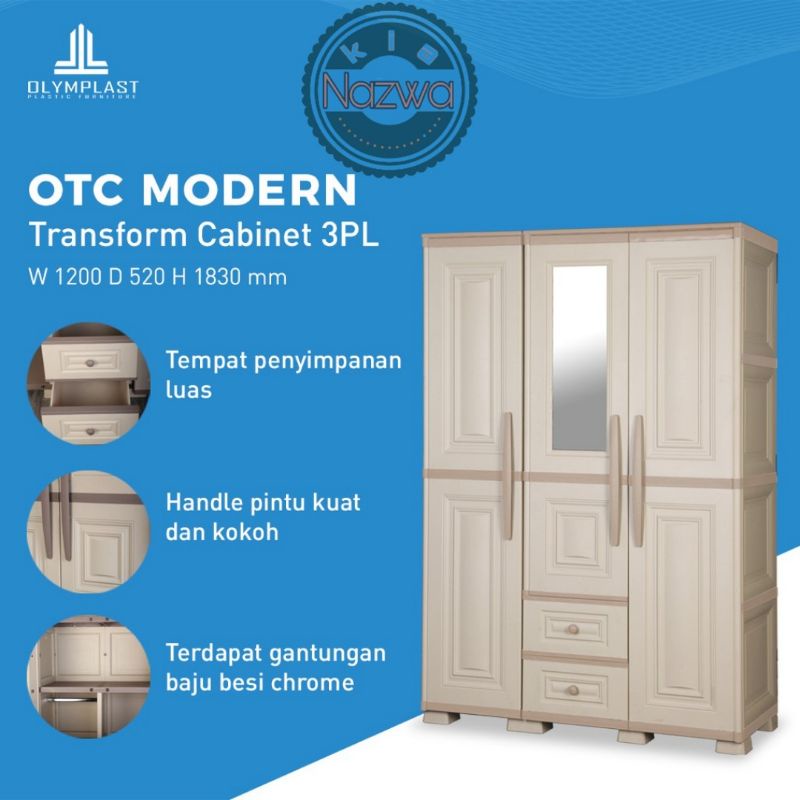 Olymplast Lemari Pakaian / Lemari Baju Model Gantung OTC 3 Pintu Modern