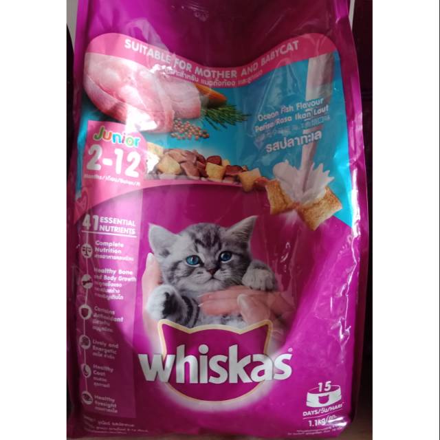 Whiskas Dry Junior /Adult 1+ Ocean Fish/ Mackerel /Tuna / Chicken 1,2kg