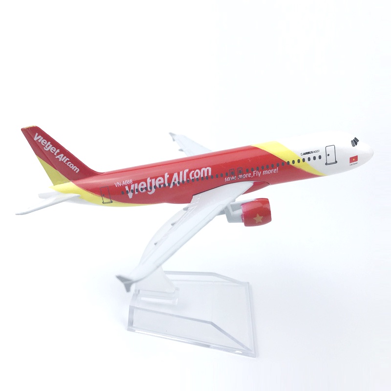 Miniatur Diecast Pesawat Terbang Vietjet Airbus 320 A320 Bahan Metal Untuk Koleksihadiah