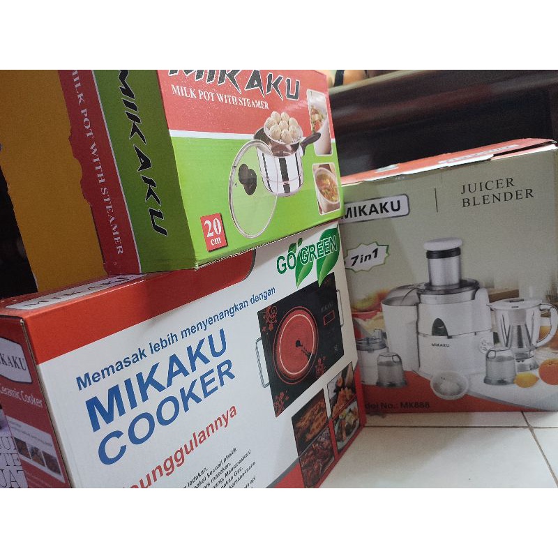 MIKAKU juicer blender+milk pot with steamer+ceramic cooker