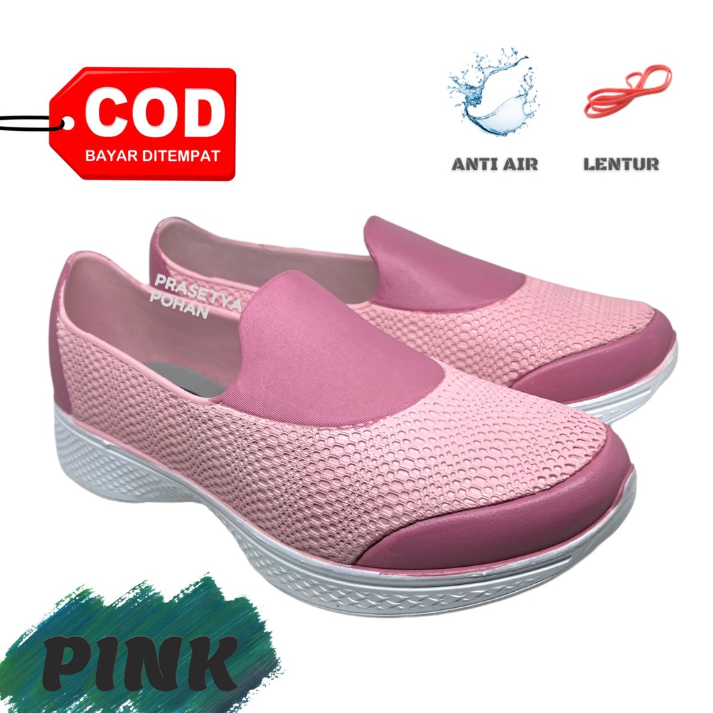 Sepatu Karet Wanita Anti Air dan Awet - Sepatu Wanita Model Slip On 528 UKURAN JUMBO