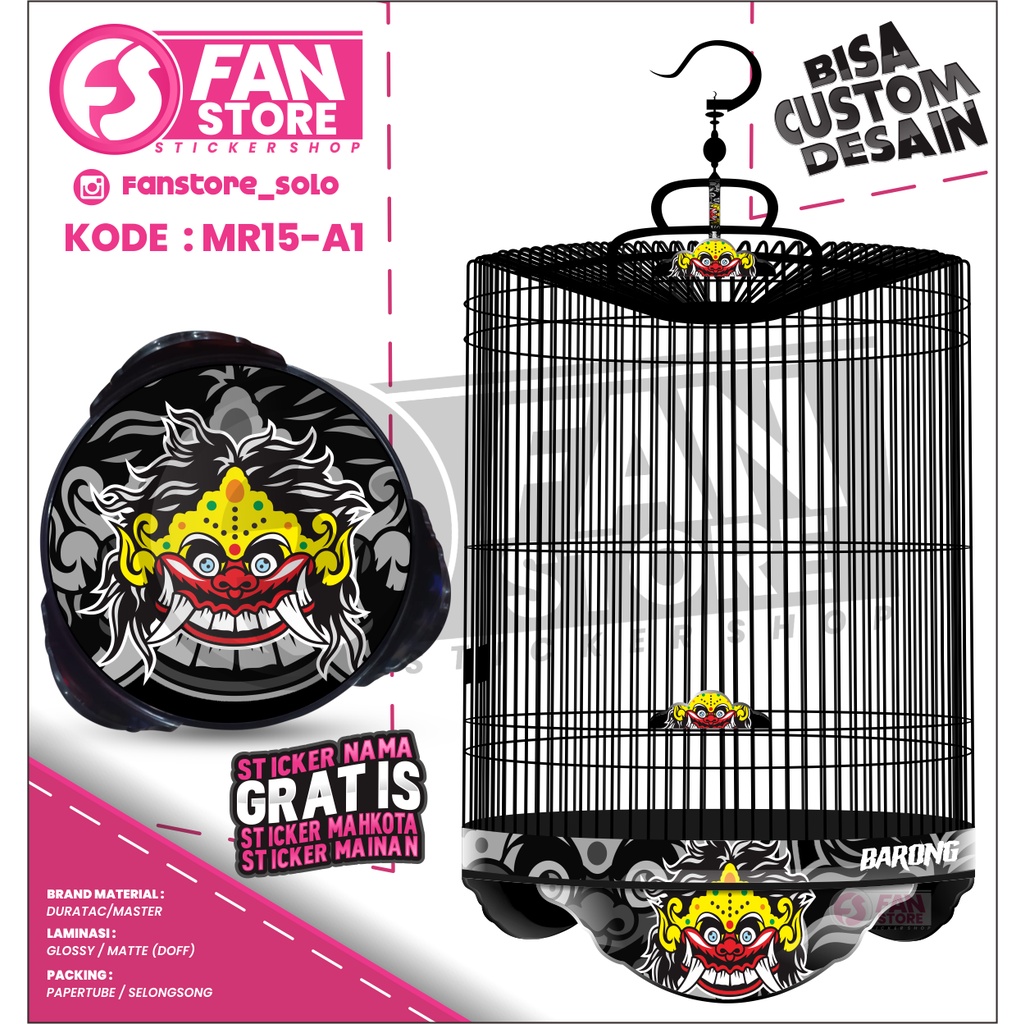 [NEW] Stiker Tebok Murai - Sticker Decal Sangkar Burung - KODE : MR15 BARONG