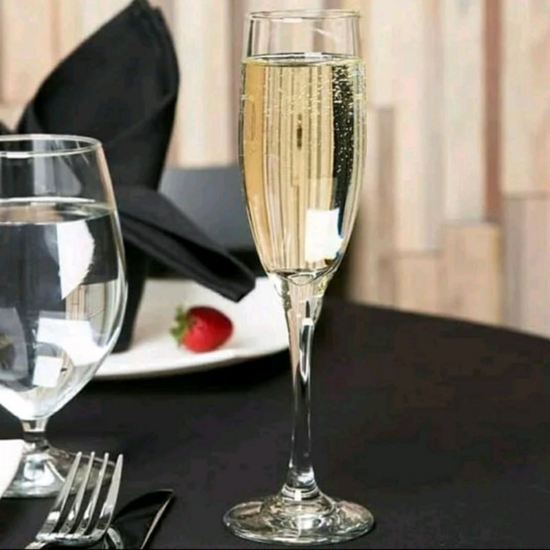 Gelas Premium Champagne Flute 180 ml - Gelas Kaca - Gelas Kaki - Gelas Hotel - Gelas White Wine - Li